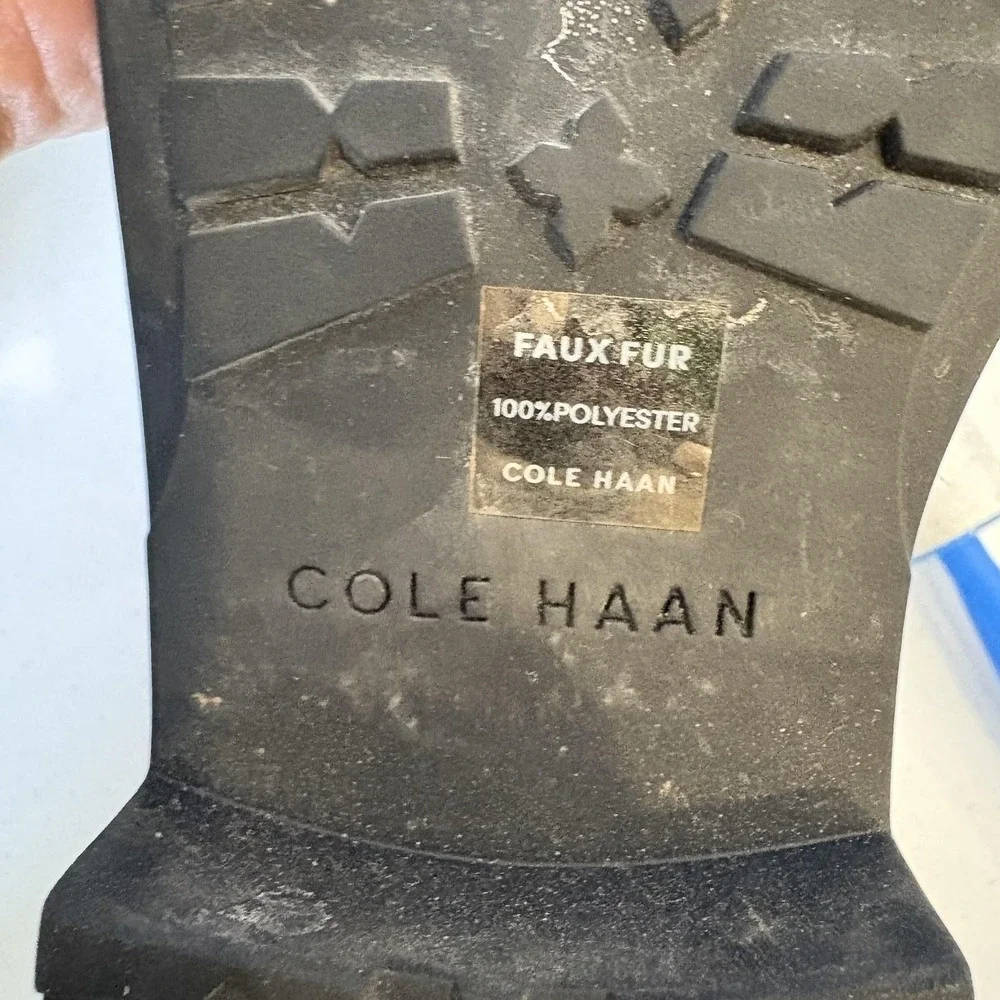 Cole Haan Boots‎ Womens Size 7 Black Suede Waterproof Faux Fur Lined W15745